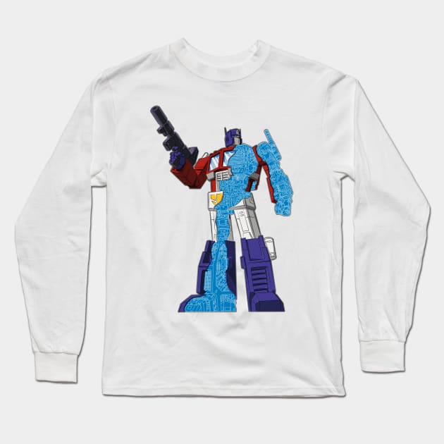 Optimus Prime - Écorché (blueprint v1) Long Sleeve T-Shirt by NDVS